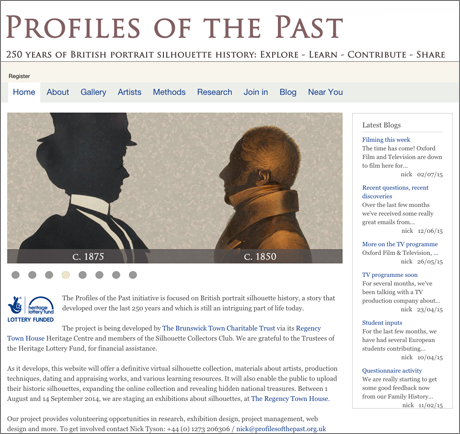 Profiles of the Past website home page